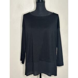 Ann Taylor Loft Lounge Women’s Long Sleeve Black Top Size Large